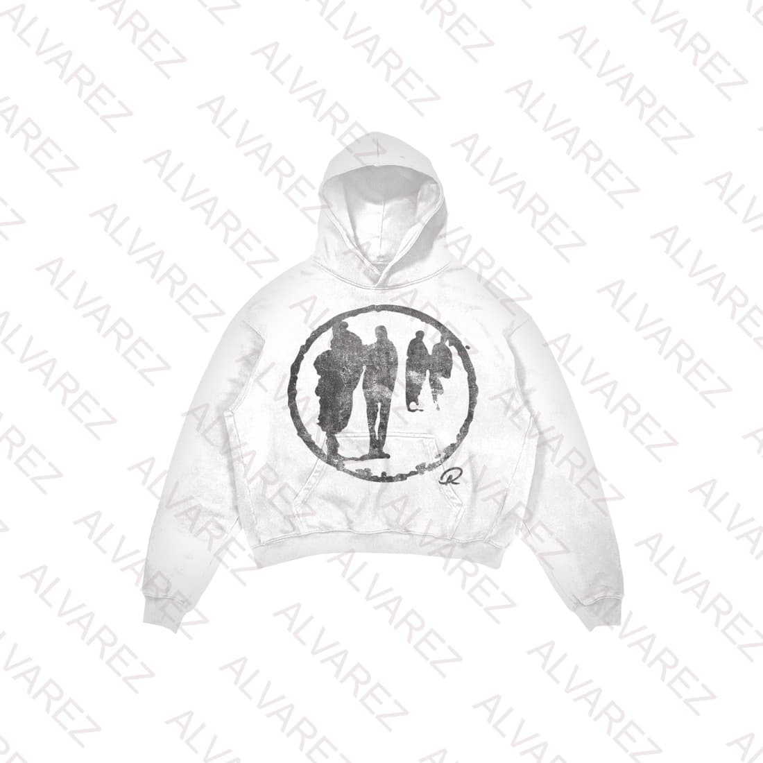 The white hoodie with the circle print