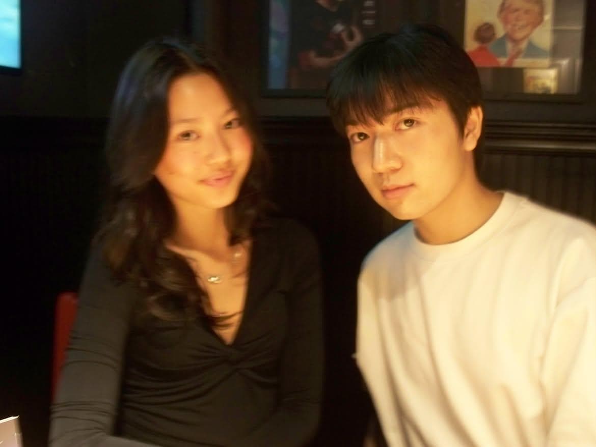 Lucas and a friend at a restaurant